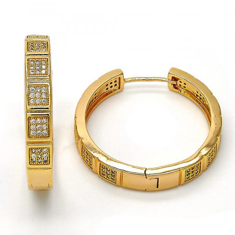 Argolla Huggie 02.213.0009.30 Oro Laminado, con Micro Pave Blanca, Pulido, Dorado