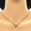 Collares con Dije 04.336.0046.2.16 Plata Rodinada, Diseño de Mariposa, con Zirconia Cubica Blanca, Pulido, Dorado