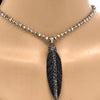 Collares con Dije 04.232.0001.1.31 Acero Inoxidable, Diseño de Oja, con Cristal Negro, Pulido, Acero