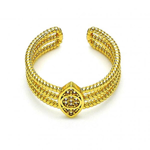 Anillo Multi Piedra 01.310.0024 Oro Laminado, Diseño de Ojo Griego, con Micro Pave Blanca, Pulido, Dorado
