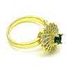 Anillo Multi Piedra 01.210.0155 Oro Laminado, Diseño de Mariposa, con Zirconia Cubica Verde y Micro PaveBlanca, Pulido, Dorado