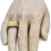 Anillo de Hombre 01.283.0002.10 Oro Laminado, Diseño de San Benito, con Zirconia Cubica Blanca, Pulido, Dorado