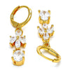 Arete Largo 02.221.0021 Oro Laminado, Diseño de Gota, con Zirconia Cubica Blanca, Pulido, Dorado