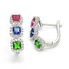 Argolla Huggie 02.186.0097.15 Plata Rodinada, con Zirconia Cubica Multicolor, Pulido, Rodinado