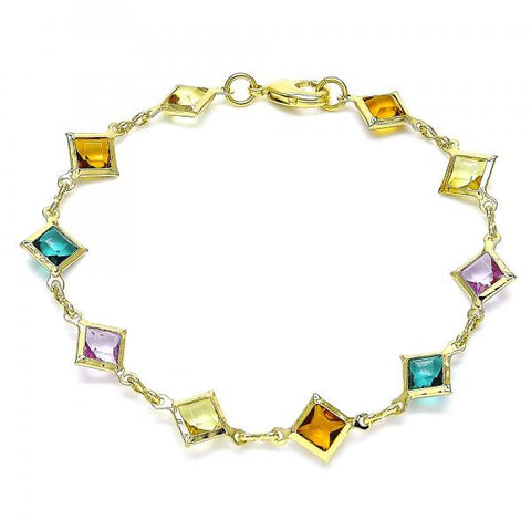 Pulsera Elegante 03.386.0017.07 Oro Laminado, con Cristal Multicolor, Pulido, Dorado