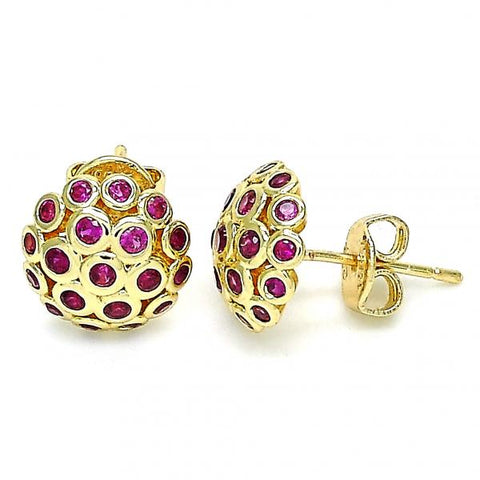 Arete Dormilona 02.156.0454.1 Oro Laminado, con Micro Pave Rubi, Pulido, Dorado