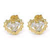Arete Dormilona 02.106.0028 Oro Laminado, Diseño de Corazon, con Zirconia Cubica Blanca, Pulido, Dorado