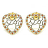 Arete Dormilona 02.156.0512.1 Oro Laminado, Diseño de Corazon, con Micro Pave Granate y Blanca, Pulido, Dorado