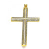 Dije Religioso 05.102.0035 Oro Laminado, Diseño de Cruz, con Micro Pave Blanca, Pulido, Dorado