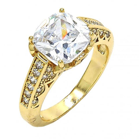 Anillo Multi Piedra 01.60.0006.08 Oro Laminado, con Zirconia Cubica Blanca, Pulido, Dorado