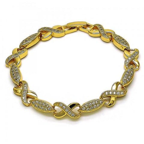 Pulsera Elegante 03.346.0020.07 Oro Laminado, Diseño de Infinito, con Micro Pave Blanca, Pulido, Dorado