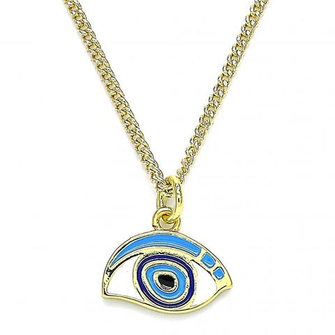 Collares con Dije 04.362.0015.20 Oro Laminado, Diseño de Ojo Griego, Esmaltado Multicolor, Dorado