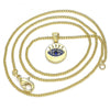 Collares con Dije 04.156.0306.1.20 Oro Laminado, con Micro Pave Zafiro Azul, Pulido, Dorado