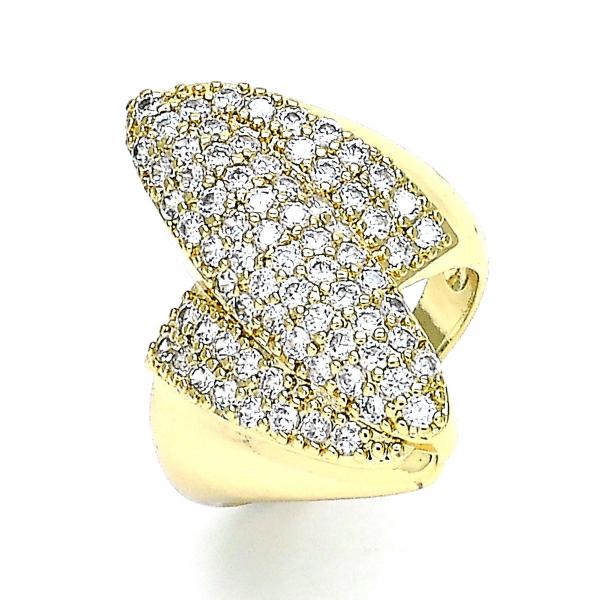 Anillo Multi Piedra 01.266.0042.09 Oro Laminado, con Micro Pave Blanca, Pulido, Dorado