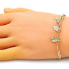 Pulsera de Dije 03.63.2251.08 Oro Laminado, Diseño de Buho y Paperclip, Diseño de Buho, con Cristal Blanca, Pulido, Dorado