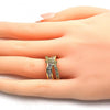 Anillo Multi Piedra 01.210.0045.8.08 Oro Laminado, con Zirconia Cubica Blanca, Pulido, Dorado