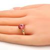 Anillo Multi Piedra 01.239.0001.7 Oro Laminado, con Cristales de Swarovski Rose Peach, Pulido, Dorado