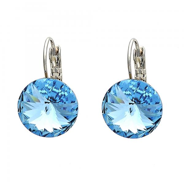 Arete Gancho Frances 02.239.0005 Rodio Laminado, con Cristales de Swarovski Light Turquoise, Pulido, Rodinado