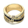 Anillo Multi Piedra 01.210.0045.6.06 Oro Laminado, con Zirconia Cubica Amatista y Blanca, Pulido, Dorado