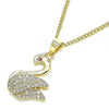 Collares con Dije 04.344.0018.20 Oro Laminado, Diseño de Cisne, con Micro Pave Blanca y Rubi, Pulido, Dorado