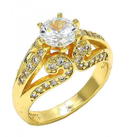 Anillo Multi Piedra 01.284.0018.07 Oro Laminado, con Zirconia Cubica Blanca, Pulido, Dorado