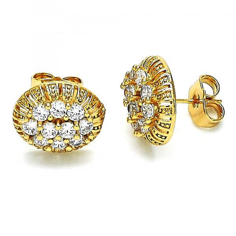 Arete Dormilona 02.387.0091 Oro Laminado, con Zirconia Cubica Blanca, Pulido, Dorado