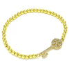 Pulsera Elegante 03.207.0122.07 Oro Laminado, Diseño de Bead Expandible y Llave, Diseño de Bead Expandible, con Micro Pave Blanca, Pulido, Dorado