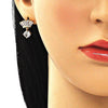 Arete Dormilona 02.387.0104 Oro Laminado, con Zirconia Cubica Blanca, Pulido, Dorado