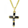 Collares con Dije 04.284.0015.2.22 Oro Laminado, Diseño de Cruz, con Zirconia Cubica Negro, Pulido, Dorado