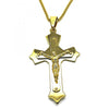 Collares con Dije 04.116.0048.30 Acero Inoxidable, Diseño de Crucifijo, Pulido, Dorado
