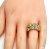 Anillo Multi Piedra 01.99.0059.08 Oro Laminado, Diseño de Flor, con Micro Pave Blanca, Pulido, Dorado