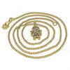 Collares con Dije 04.341.0022.20 Oro Laminado, Diseño de Nina Pequena, con Micro Pave Rubi y Blanca, Pulido, Dorado