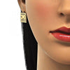 Arete Dormilona 02.193.0011 Oro Laminado, Diseño de Avión, con Micro Pave Blanca, Pulido, Dorado