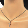 Collares con Dije 04.284.0015.20 Oro Laminado, Diseño de Cruz, con Zirconia Cubica Blanca, Pulido, Dorado