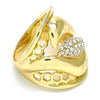 Anillo Multi Piedra 01.160.0003.10 Oro Laminado, Diseño de Flor, con Cristal Blanca, Pulido, Dorado