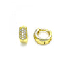 Argolla Huggie 02.213.0284.10 Oro Laminado, con Micro Pave Blanca, Pulido, Dorado