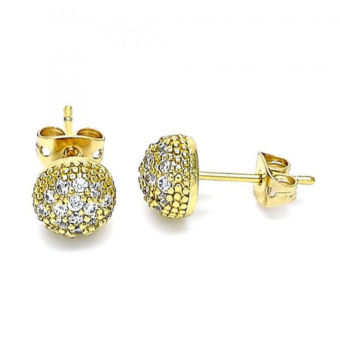 Arete Dormilona 02.342.0161 Oro Laminado, con Micro Pave Blanca, Pulido, Dorado