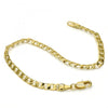 Pulsera Básica 5.222.006.07 Oro Laminado, Diseño de Cubana, Pulido, Dorado