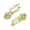 Argolla Huggie 02.368.0024.10 Oro Laminado, Diseño de Candado, con Micro Pave Blanca, Pulido, Dorado