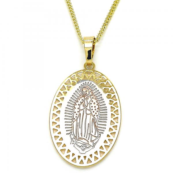 Collares con Dije 04.106.0047.20 Oro Laminado, Diseño de Guadalupe, Pulido, Tricolor