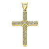 Dije Religioso 05.342.0063 Oro Laminado, Diseño de Cruz, con Micro Pave Blanca, Pulido, Dorado