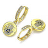 Argolla Huggie 02.381.0027.15 Oro Laminado, Diseño de Mano de Dios, con Micro Pave Topacio Azul y Blanca, Pulido, Dorado