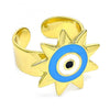 Anillo Elegante 01.313.0001 Oro Laminado, Diseño de Sol y Ojo Griego, Diseño de Sol, Esmaltado Multicolor, Dorado