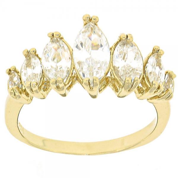Anillo Multi Piedra 5.167.010.09 Oro Laminado, con Zirconia Cubica Blanca, Pulido, Dorado