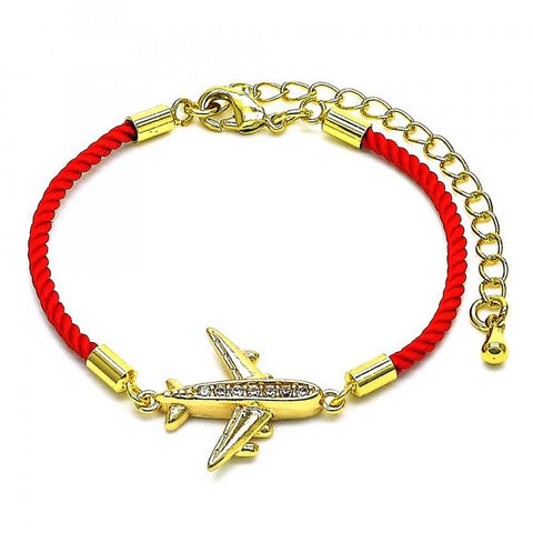 Pulsera Elegante 03.193.0011.06 Oro Laminado, Diseño de Avión, con Micro Pave Blanca, Pulido, Dorado