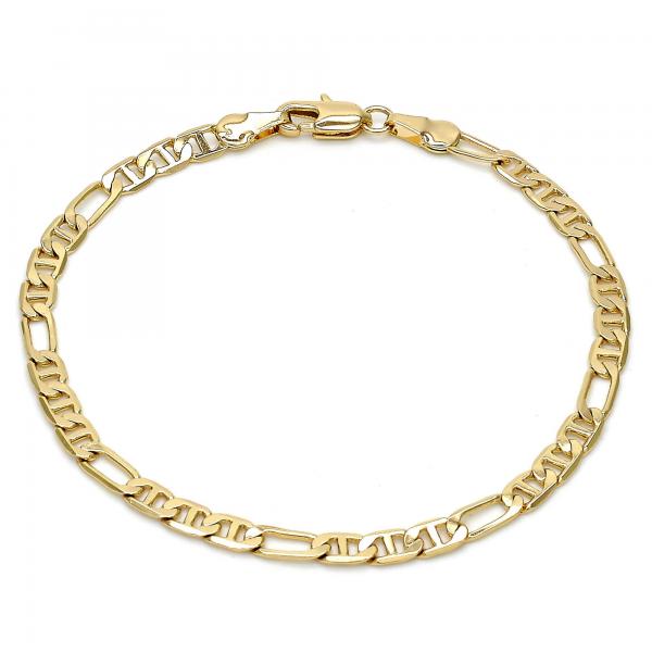 Pulsera Básica 5.222.031.07 Oro Laminado, Diseño de Figaro, Diamantado, Dorado