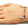 Pulsera de Dije 03.351.0113.07 Oro Laminado, Diseño de Guadalupe y Crucifijo, Diseño de Guadalupe, Pulido, Tricolor