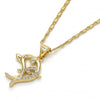 Collares con Dije 04.156.0152.20 Oro Laminado, Diseño de Delfin, con Zirconia Cubica Blanca, Pulido, Dorado