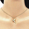 Collares con Dije 04.156.0436.18 Oro Laminado, Diseño de Angel, con Micro Pave Blanca, Pulido, Dorado