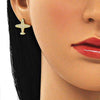 Arete Dormilona 02.344.0097 Oro Laminado, con Micro Pave Blanca, Pulido, Dorado